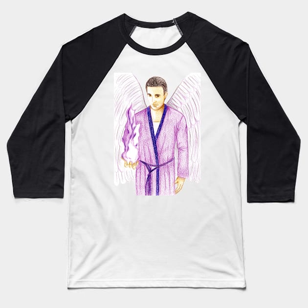 Archangel Zadkiel Keeper of the Violet Flame- Yellow Baseball T-Shirt by EarthSoul